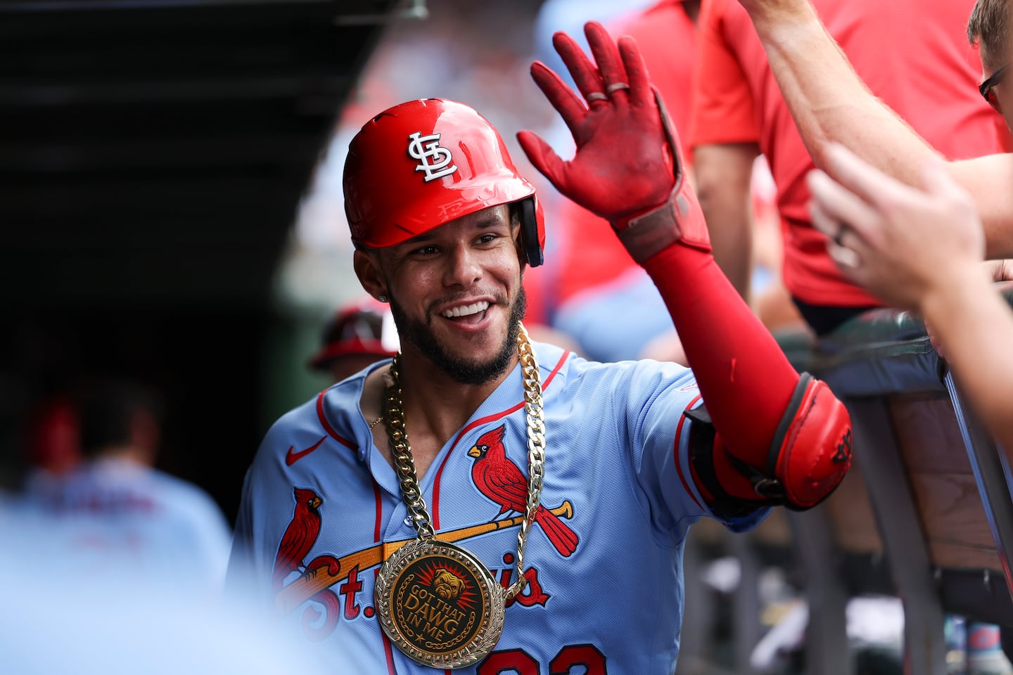 Joshua Báez celebrated in the dugout after hitting his third home run in the sixth inning.