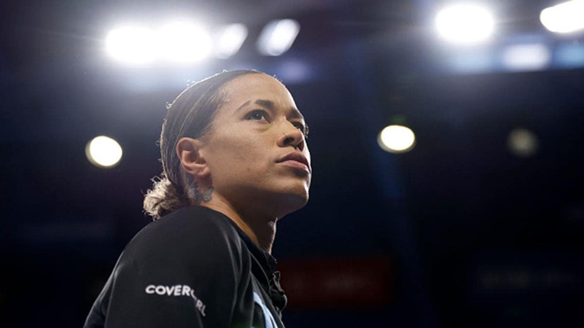 Natasha Cloud of the Chicago Sky looks on before a game at Wintrust Arena.