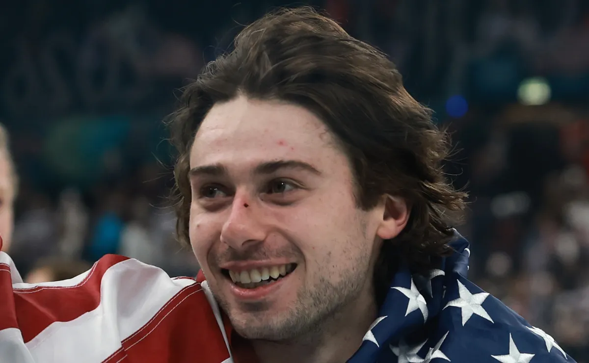 Quinn Hughes arrives prior to the 2024 NHL Awards at BleauLive Theater at Fontainebleau Las Vegas on June 27, 2024 in Las Vegas, Nevada.