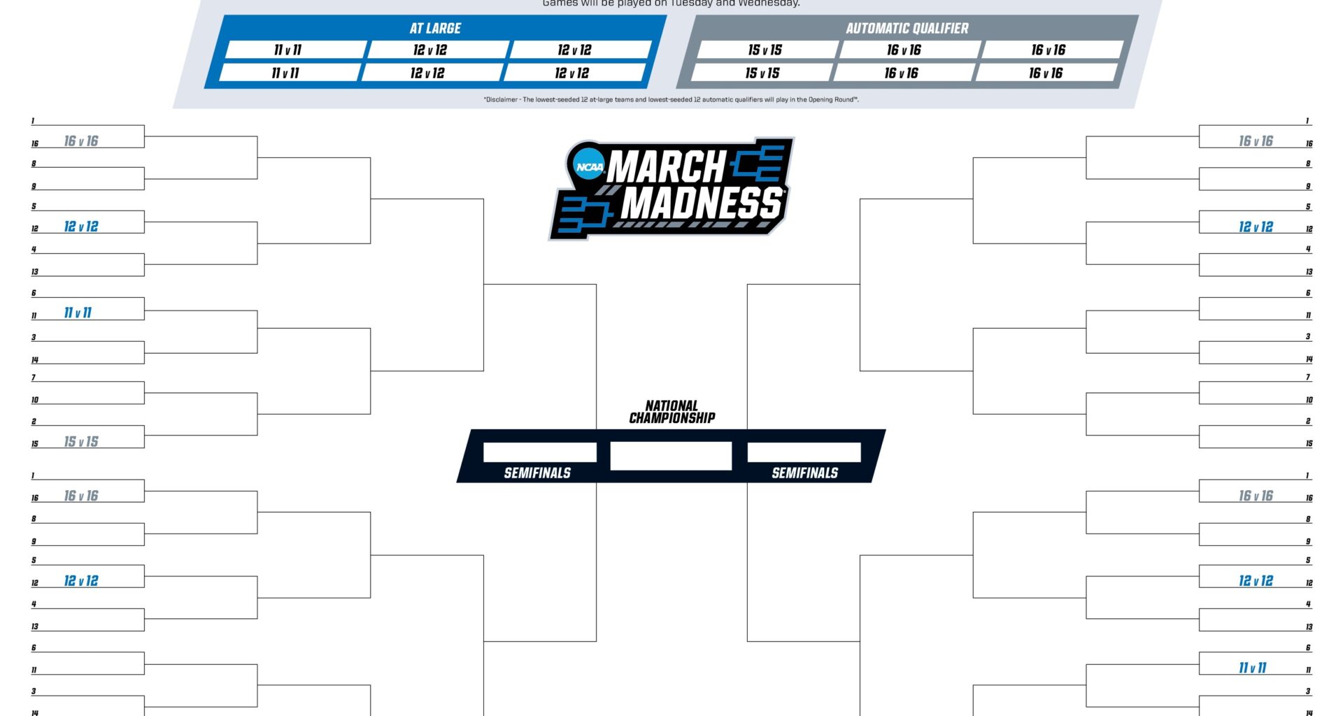 2027 NCAA tournament printable bracket, schedule for March Madness