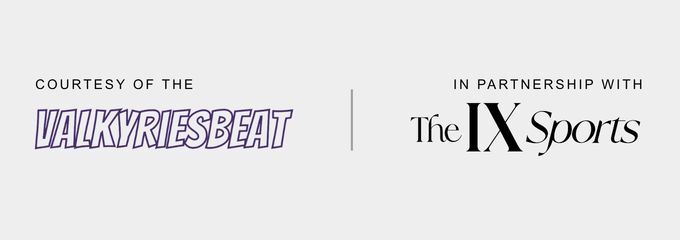 Side-by-side logos for Valkyries Beat and The IX Sports. Text above Valkyries Beat reads "Courtesy of the" and text over The IX Sports logo reads "In partnership with."