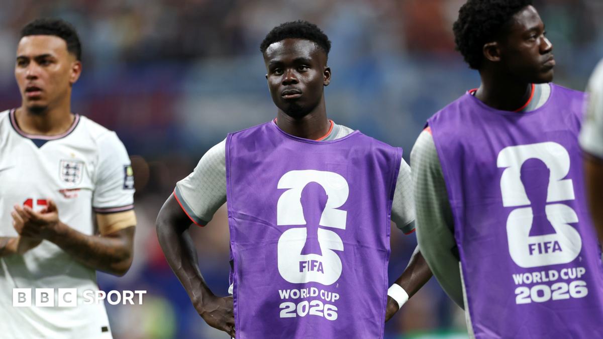 Bukayo Saka looks sad following England's World Cup semi-final exit to Argentina