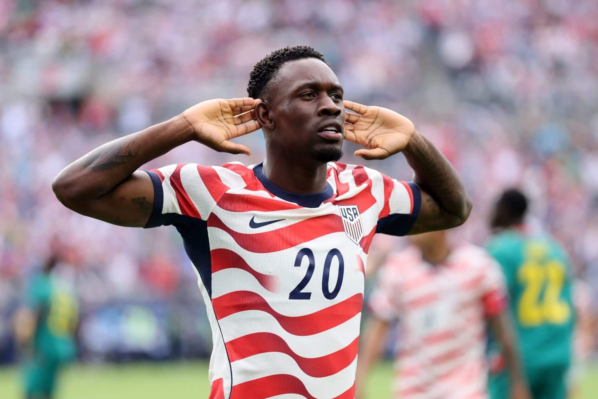 Balogun celebrates after scoring for the USMNT in May 2026