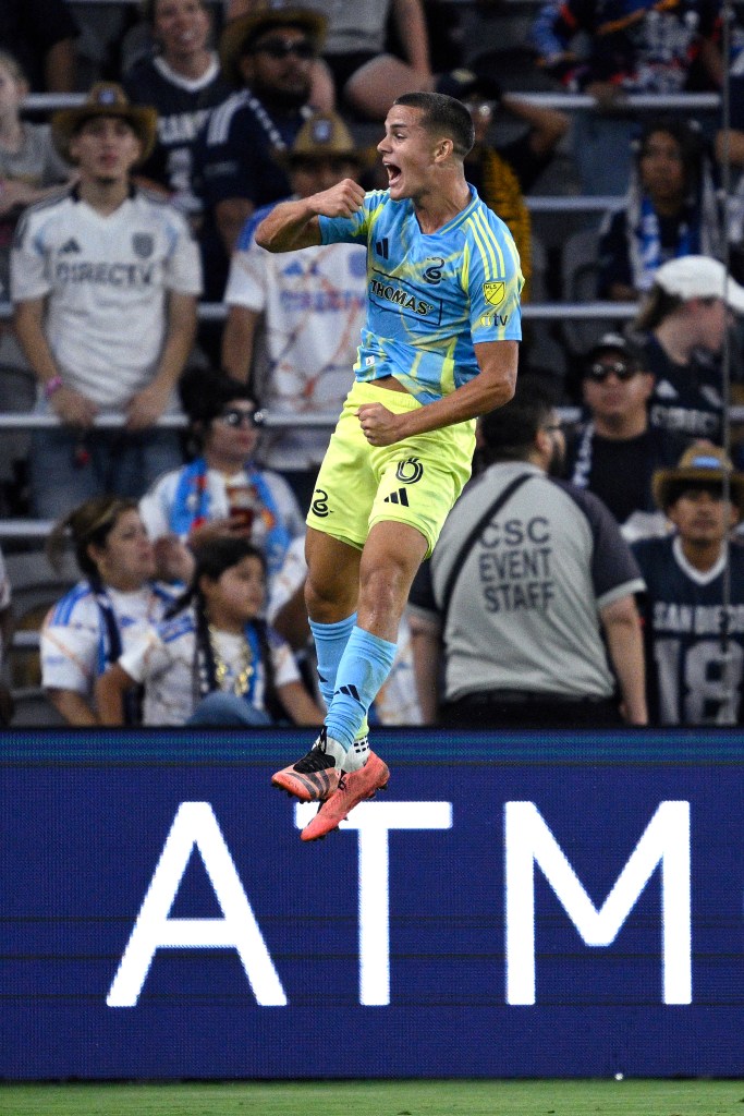 Cavan Sullivan celebrates after scoring a goal for the Philadelphia Union.