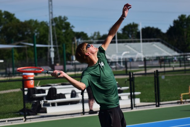 Senior Sam Lauth improved to 4-0 with a win in the No. 1 singles match for Allen Park at home vs Anderson on Sep 8, 2026. (ALEXANDER MULLER -- MediaNews Group)