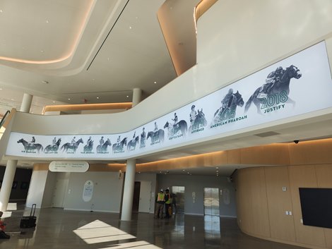 Triple Crown winners at celebrated at the east entrance to the new Belmont Park