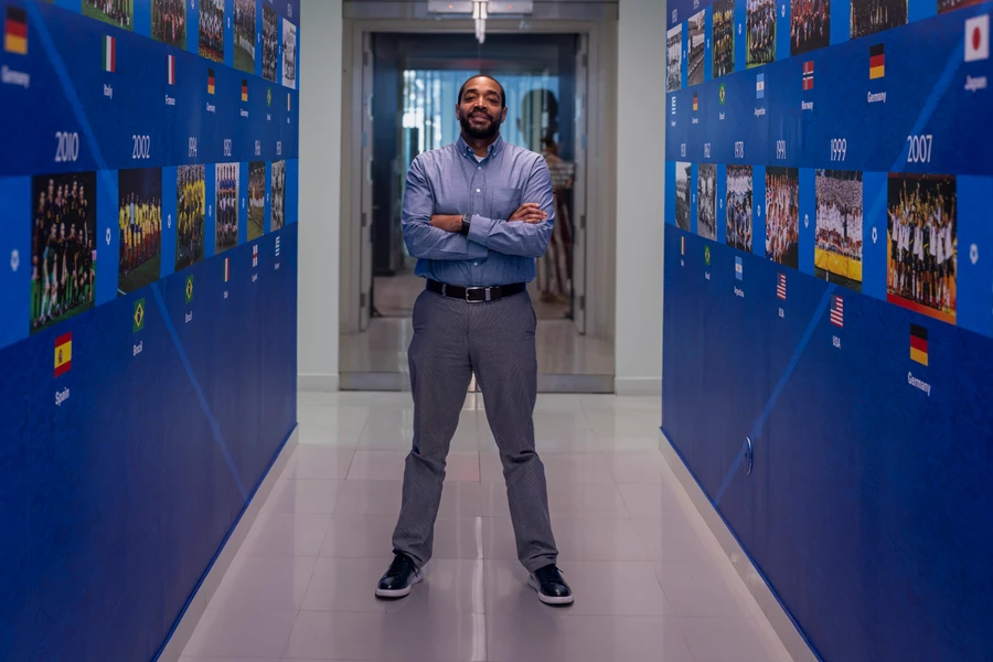 Curtis Franks, general counsel of the FIFA World Cup 2026, poses for a portrait at FIFA's offices in Miami, Florida, US, on Monday, Sep. 21, 2026. 