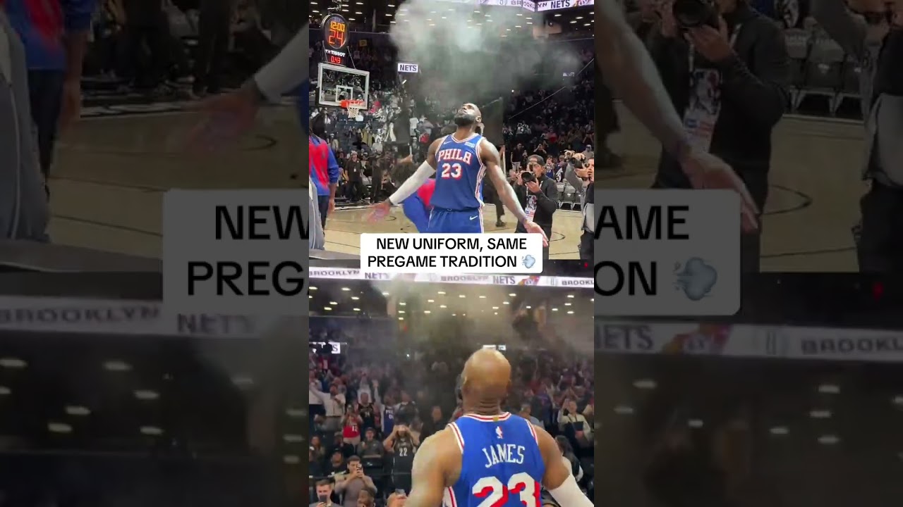 LeBron's first chalk toss as a Sixer... from multiple angles 🔥