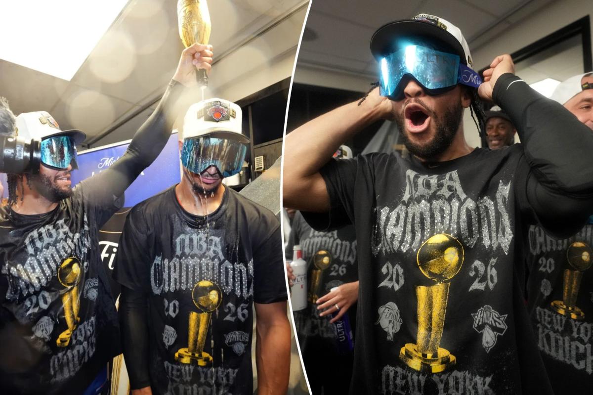 Jalen Brunson is afraid to open the bag with his NBA championship hat