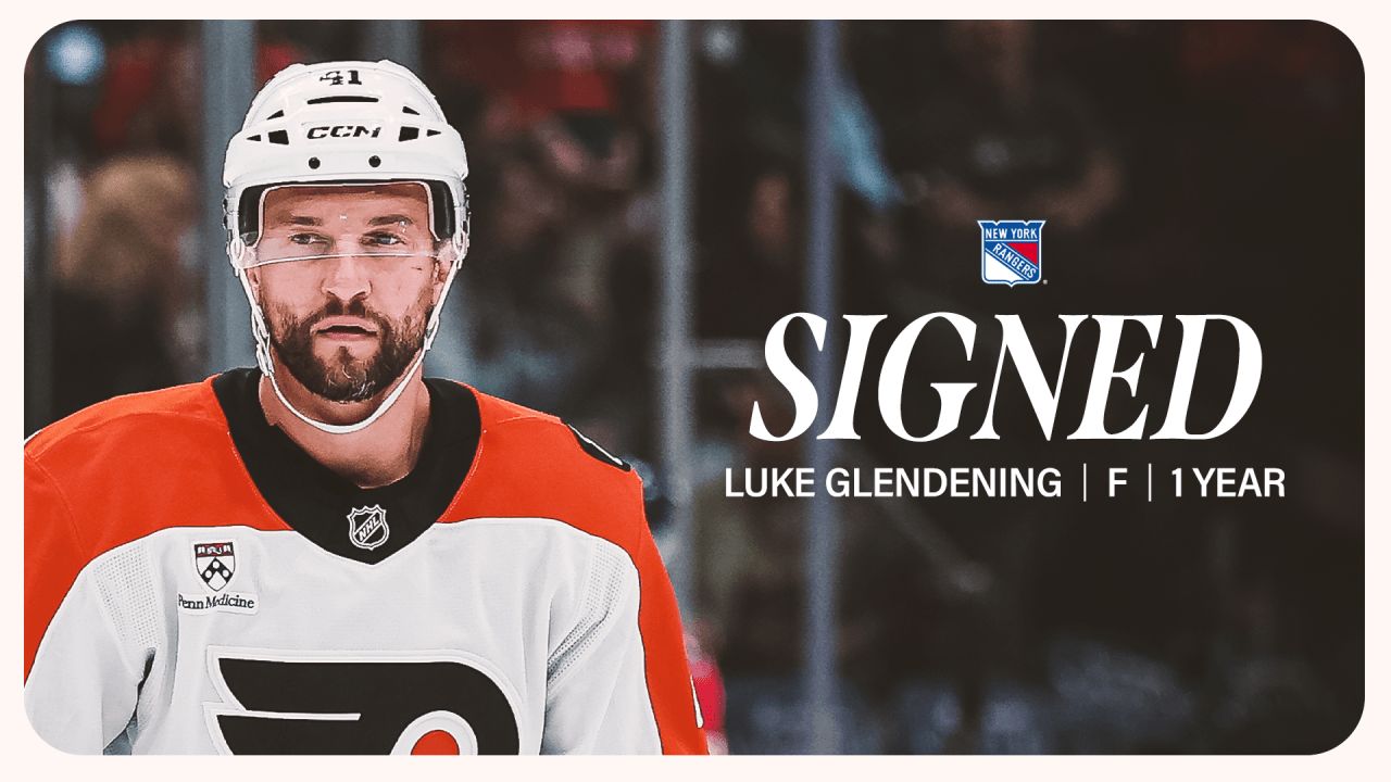 Rangers Agree to Terms with Luke Glendening