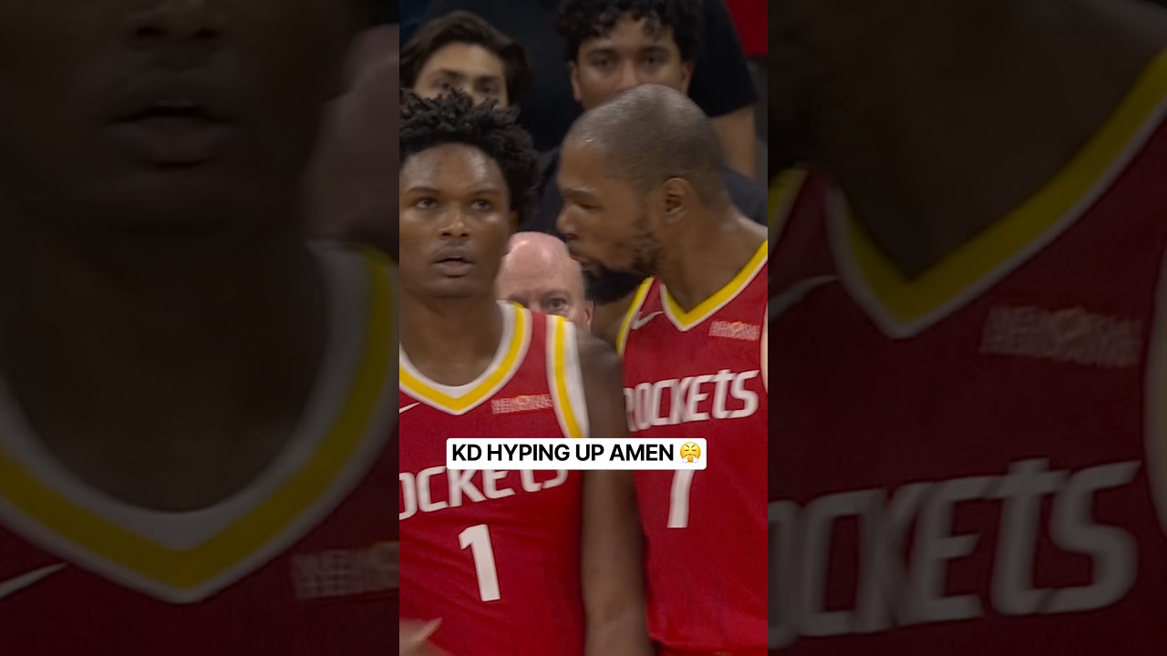 KD making sure he had to hype up Amen Thompson after the game saving block 😤