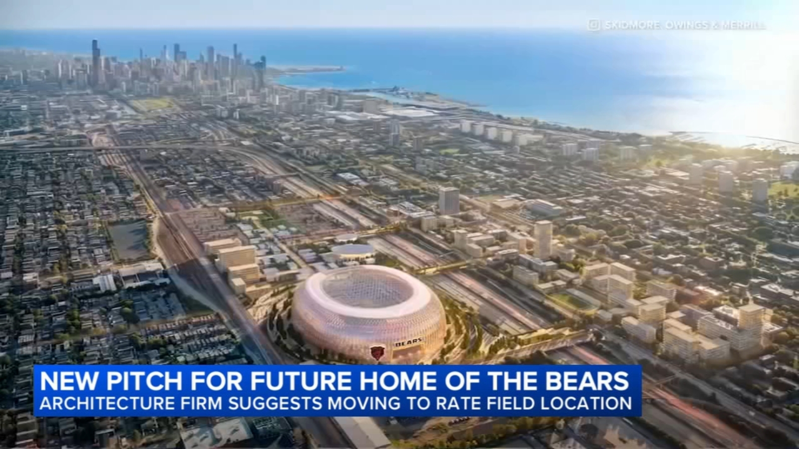 Chicago architecture firm Skidmore, Owings & Merrill proposes renderings of new Bears stadium near current White Sox location