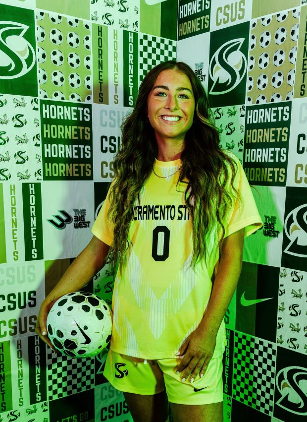 Sacramento State sophomore goalie Alexa Malaspina, a Monte Vista Christian School alumna, started her collegiate career at University of Colorado-Colorado Springs, a Division II school. (Sacramento State Athletics)