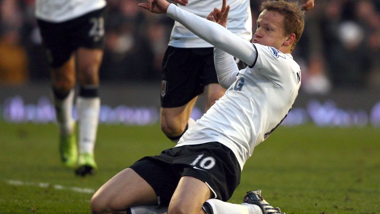 Erik Nevland celebrates a goal for Fulham during his Premier League days as a player